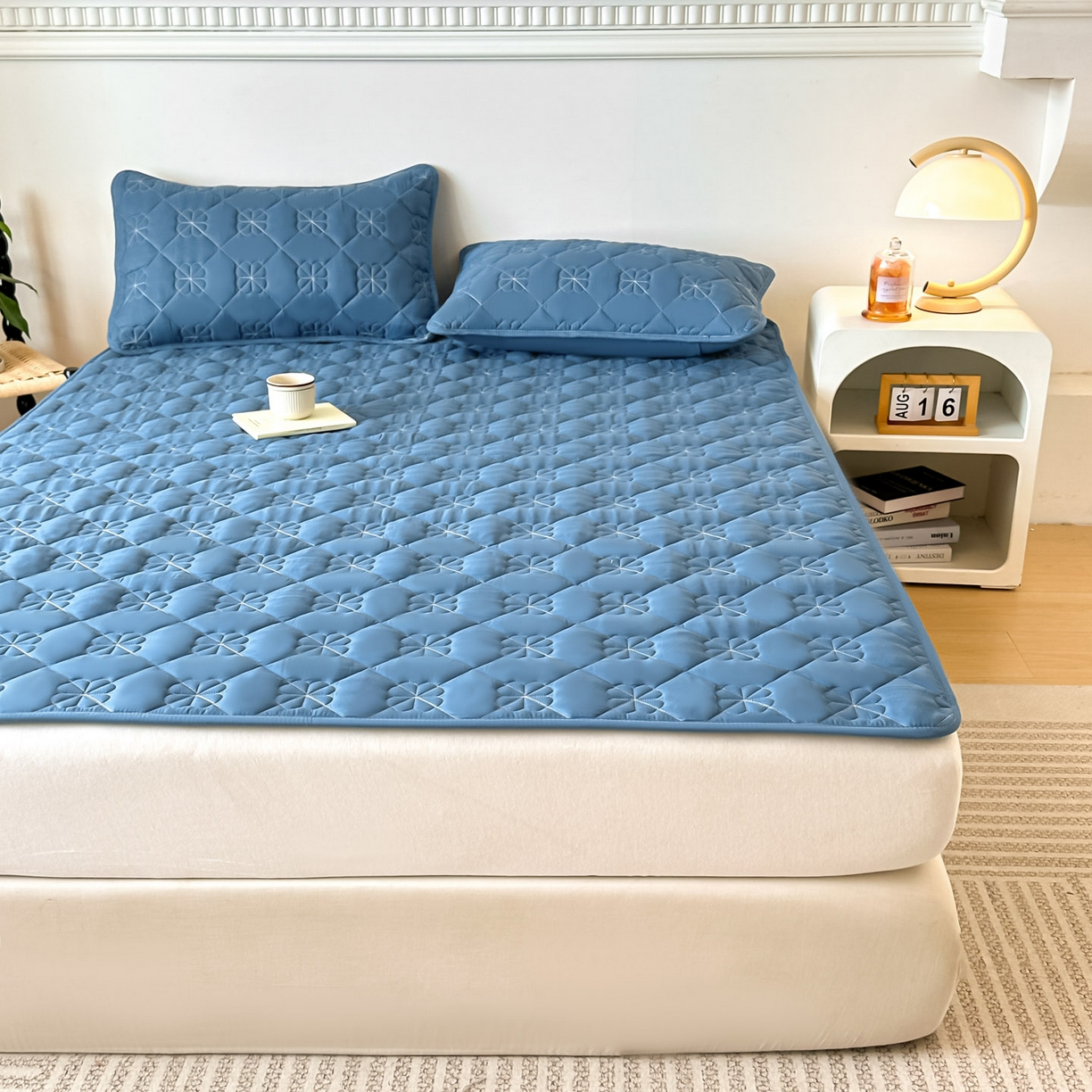 91家纺网 家纺一手货源 找家纺 恒尚居 2025新款大豆抗菌床垫床护垫软垫床褥子防滑学生软床垫四季款-格林 格林-蓝色