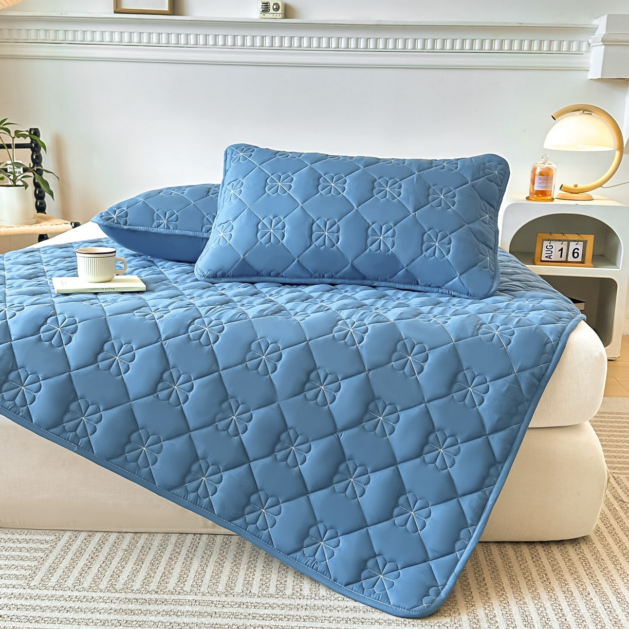 91家纺网 家纺一手货源 找家纺 恒尚居 2025新款大豆抗菌床垫床护垫软垫床褥子防滑学生软床垫四季款-格林 格林-蓝色