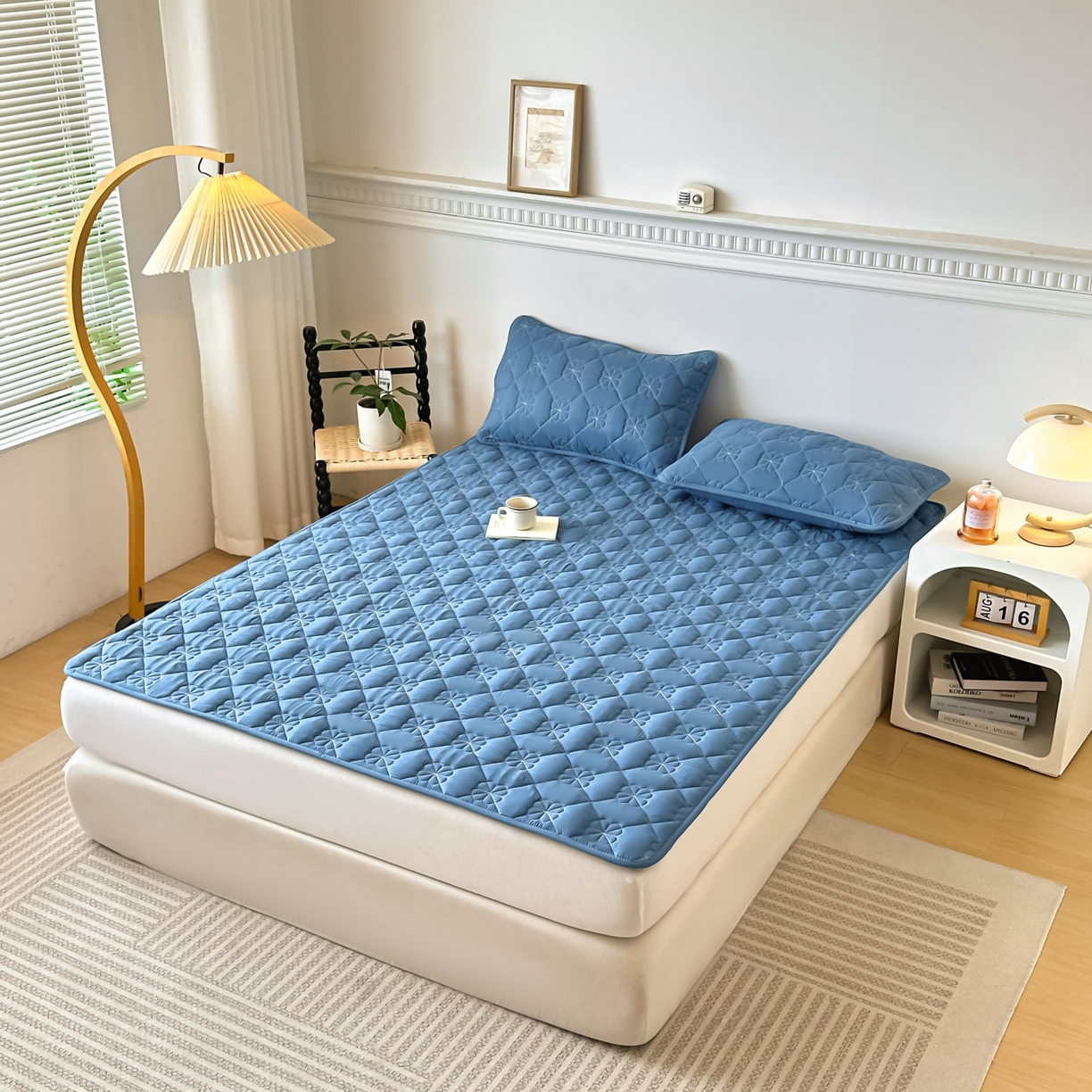 91家纺网 家纺一手货源 找家纺 恒尚居 2025新款大豆抗菌床垫床护垫软垫床褥子防滑学生软床垫四季款-格林 格林-蓝色