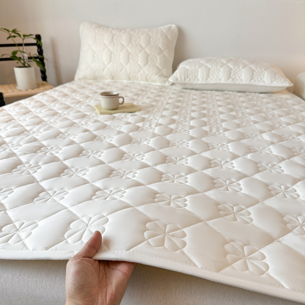 恒尚居 2025新款大豆抗菌床垫床护垫软垫床褥子防滑学生软床垫四季款-格林 格林-米白