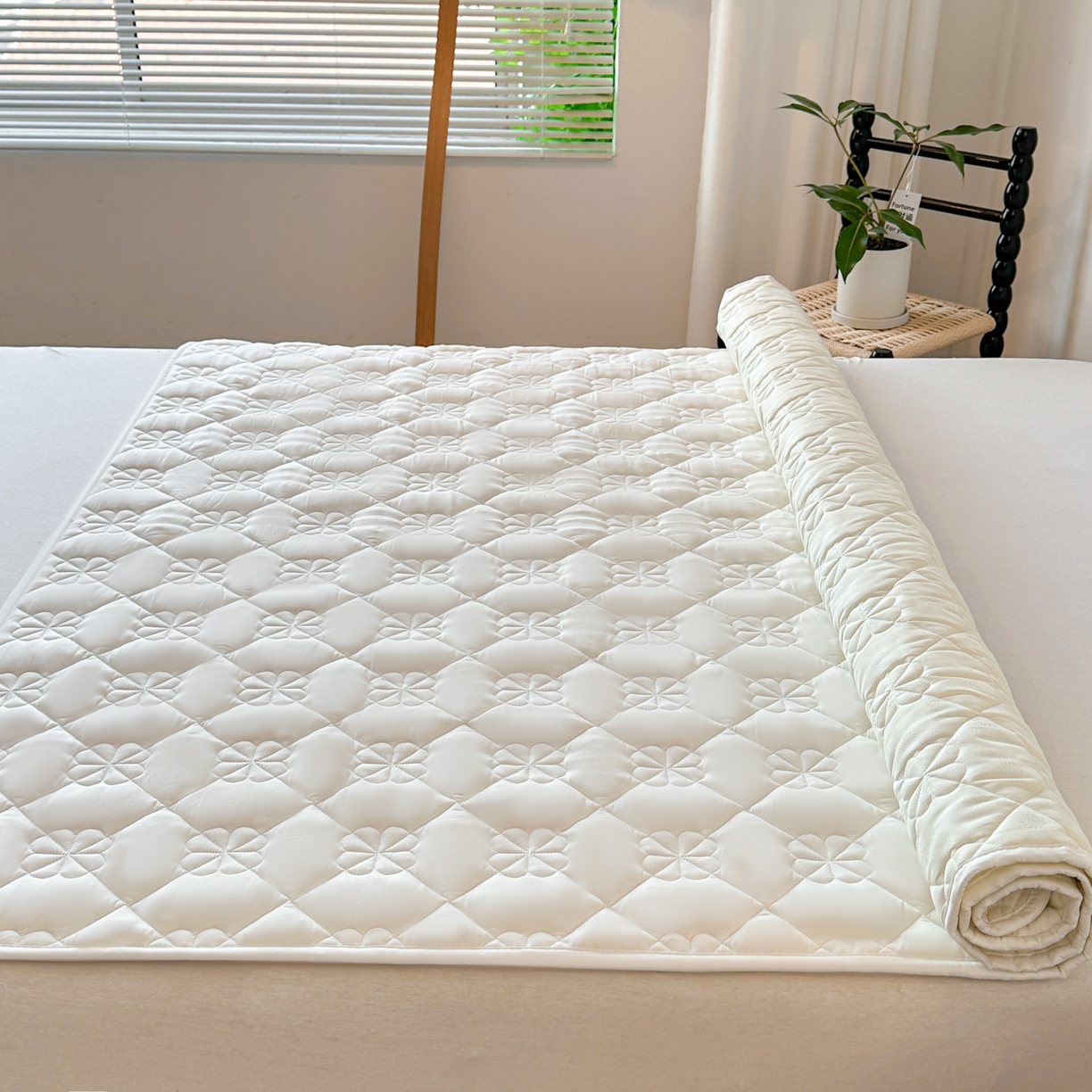 91家纺网 家纺一手货源 找家纺 恒尚居 2025新款大豆抗菌床垫床护垫软垫床褥子防滑学生软床垫四季款-格林 格林-米白