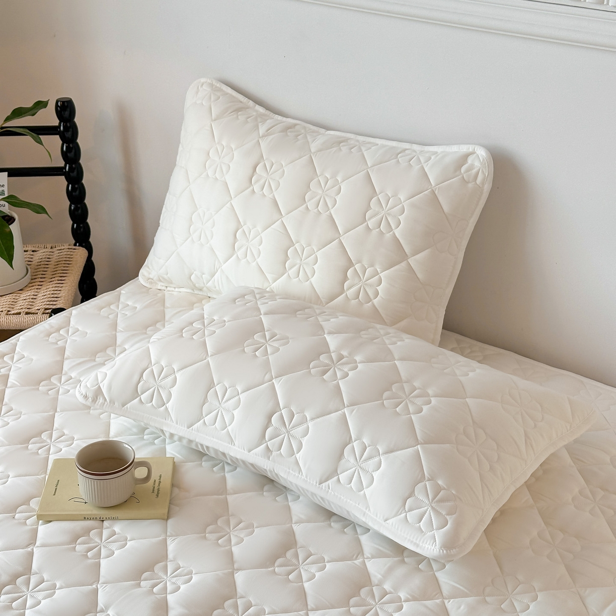 91家纺网 家纺一手货源 找家纺 恒尚居 2025新款大豆抗菌床垫床护垫软垫床褥子防滑学生软床垫四季款-格林 格林-米白