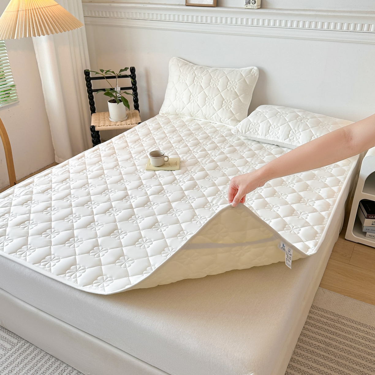 91家纺网 家纺一手货源 找家纺 恒尚居 2025新款大豆抗菌床垫床护垫软垫床褥子防滑学生软床垫四季款-格林 格林-米白