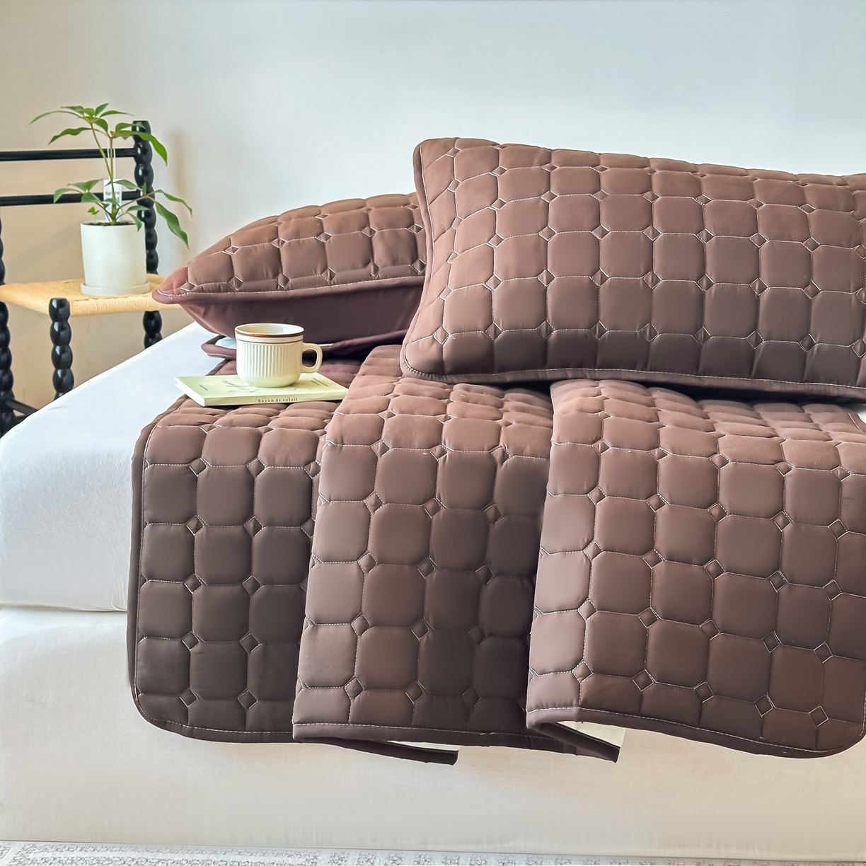 91家纺网 家纺一手货源 找家纺 恒尚居 2025新款抗菌四季款床垫床护垫软垫床褥子防滑学生软床垫-简格 简格-咖啡