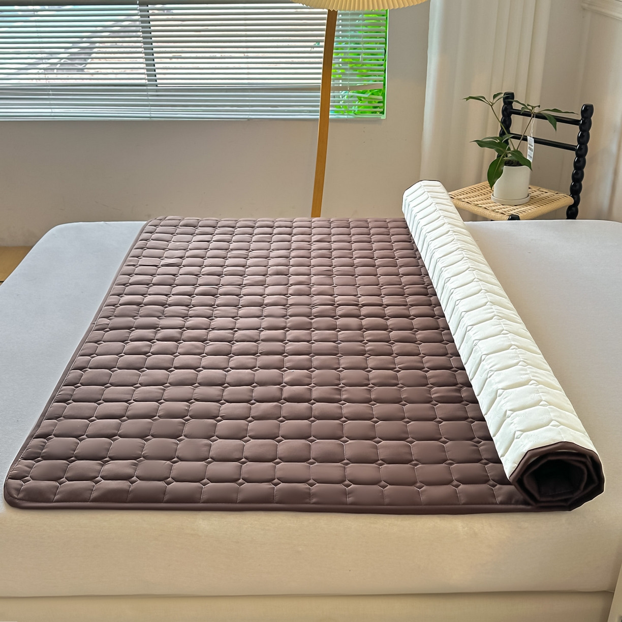 91家纺网 家纺一手货源 找家纺 恒尚居 2025新款抗菌四季款床垫床护垫软垫床褥子防滑学生软床垫-简格 简格-咖啡