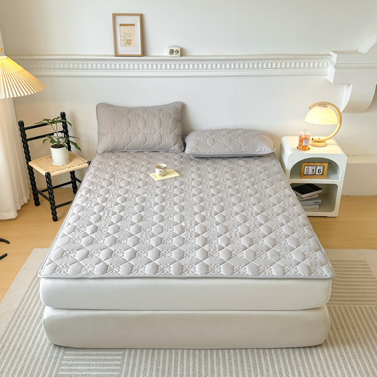 91家纺网 家纺一手货源 找家纺 恒尚居 2025新款大豆抗菌床垫床护垫软垫床褥子防滑学生软床垫四季款-格林 格林-浅灰