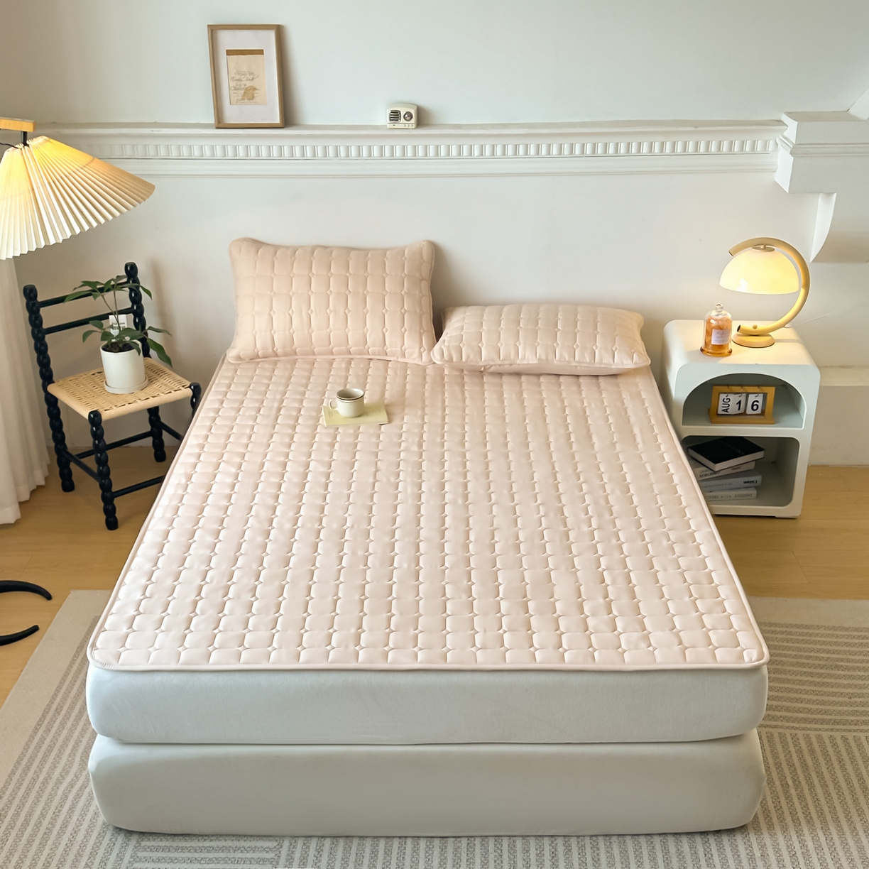 91家纺网 家纺一手货源 找家纺 恒尚居 2025新款抗菌四季款床垫床护垫软垫床褥子防滑学生软床垫-简格 简格-卡其