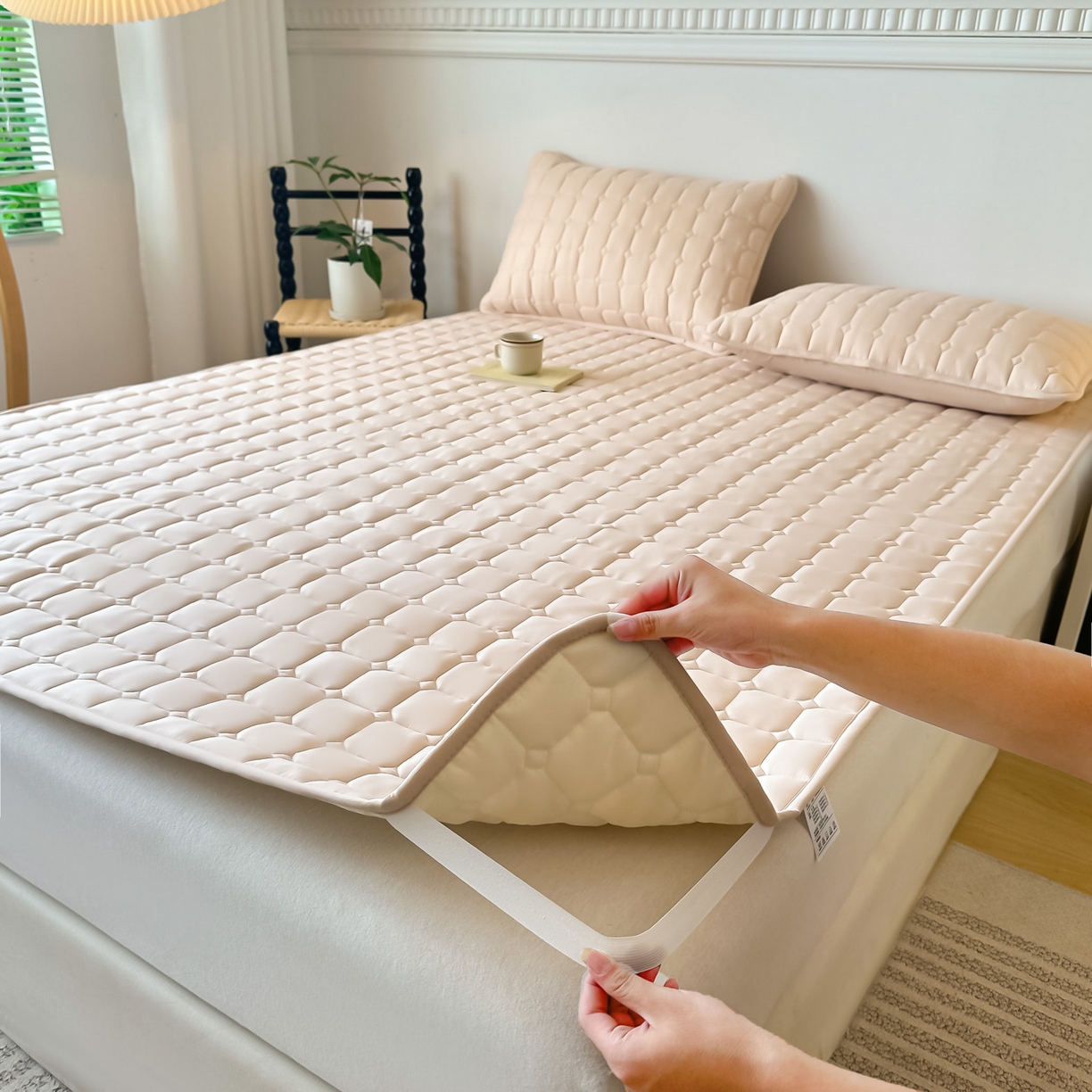 91家纺网 家纺一手货源 找家纺 恒尚居 2025新款抗菌四季款床垫床护垫软垫床褥子防滑学生软床垫-简格 简格-卡其