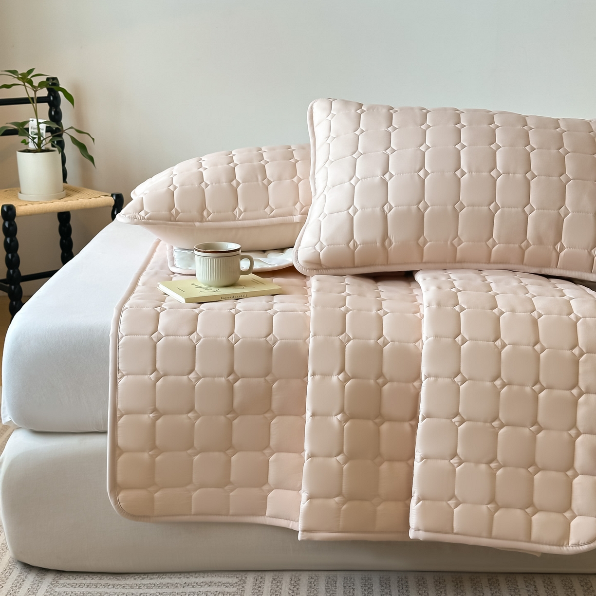 91家纺网 家纺一手货源 找家纺 恒尚居 2025新款抗菌四季款床垫床护垫软垫床褥子防滑学生软床垫-简格 简格-卡其