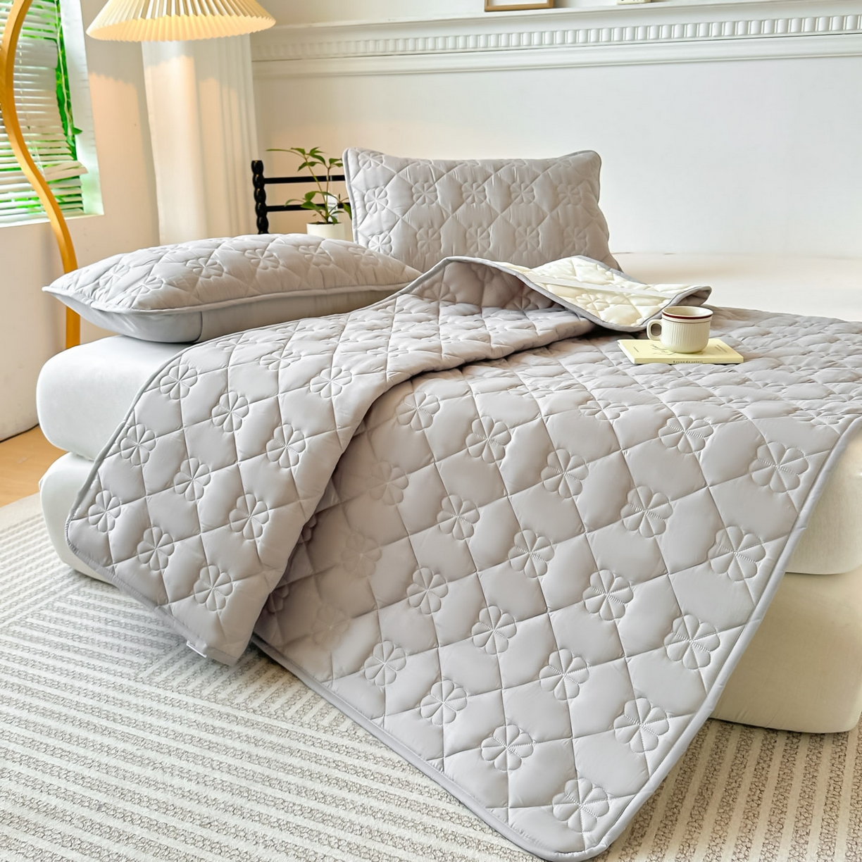 91家纺网 家纺一手货源 找家纺 恒尚居 2025新款大豆抗菌床垫床护垫软垫床褥子防滑学生软床垫四季款-格林 格林-浅灰