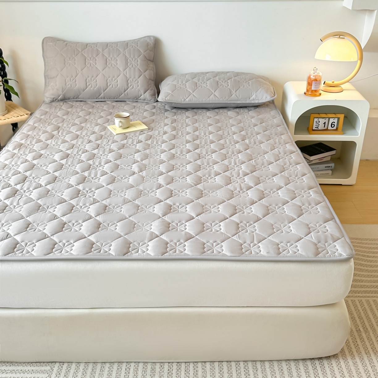 91家纺网 家纺一手货源 找家纺 恒尚居 2025新款大豆抗菌床垫床护垫软垫床褥子防滑学生软床垫四季款-格林 格林-浅灰