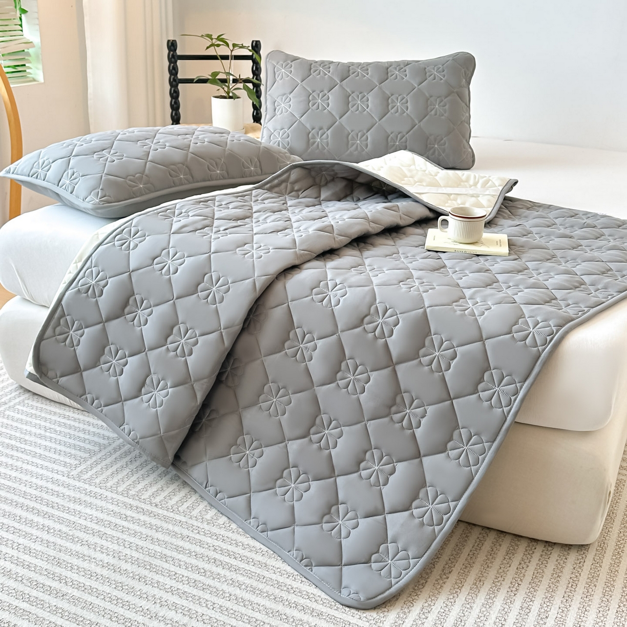 91家纺网 家纺一手货源 找家纺 恒尚居 2025新款大豆抗菌床垫床护垫软垫床褥子防滑学生软床垫四季款-格林 格林-深灰