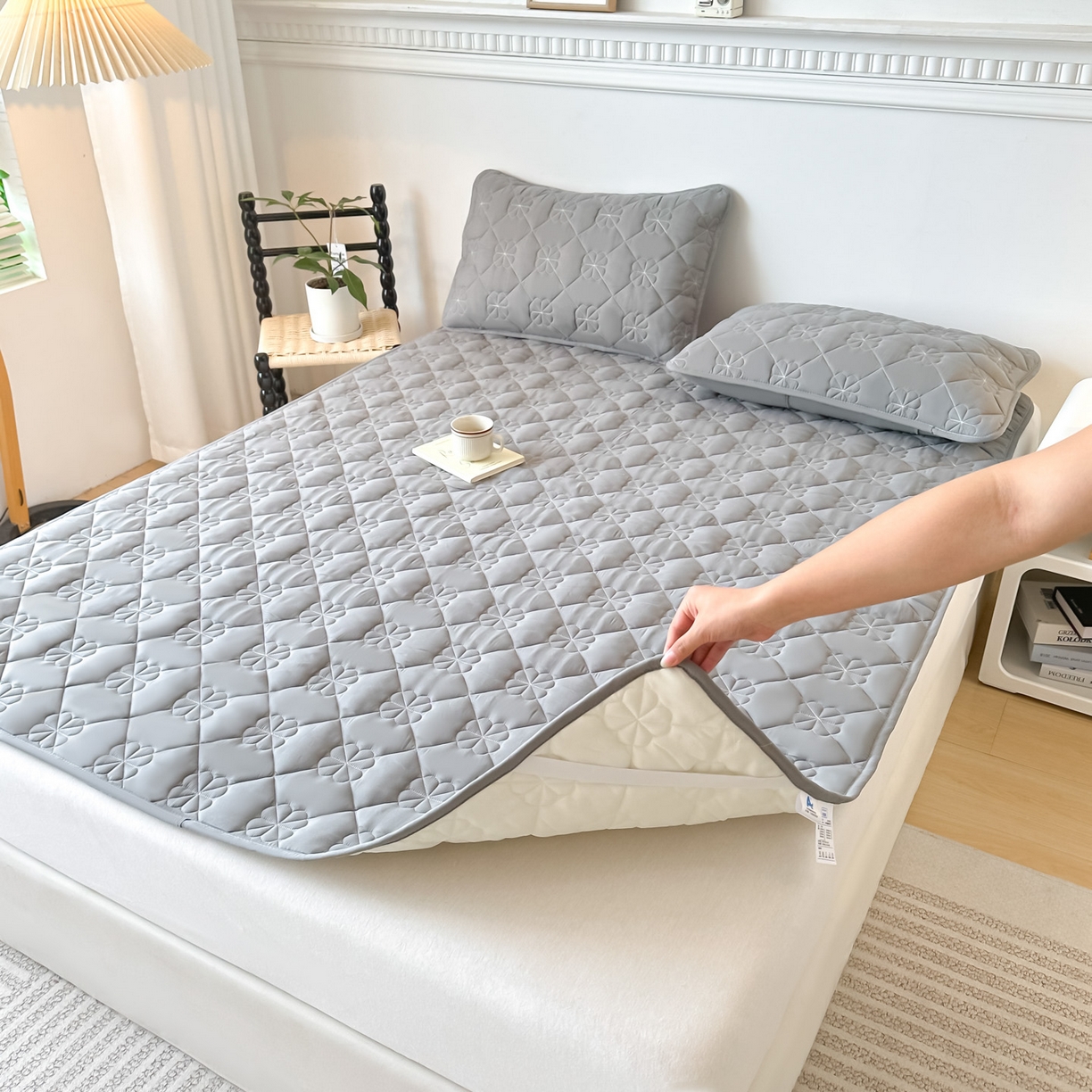 91家纺网 家纺一手货源 找家纺 恒尚居 2025新款大豆抗菌床垫床护垫软垫床褥子防滑学生软床垫四季款-格林 格林-深灰