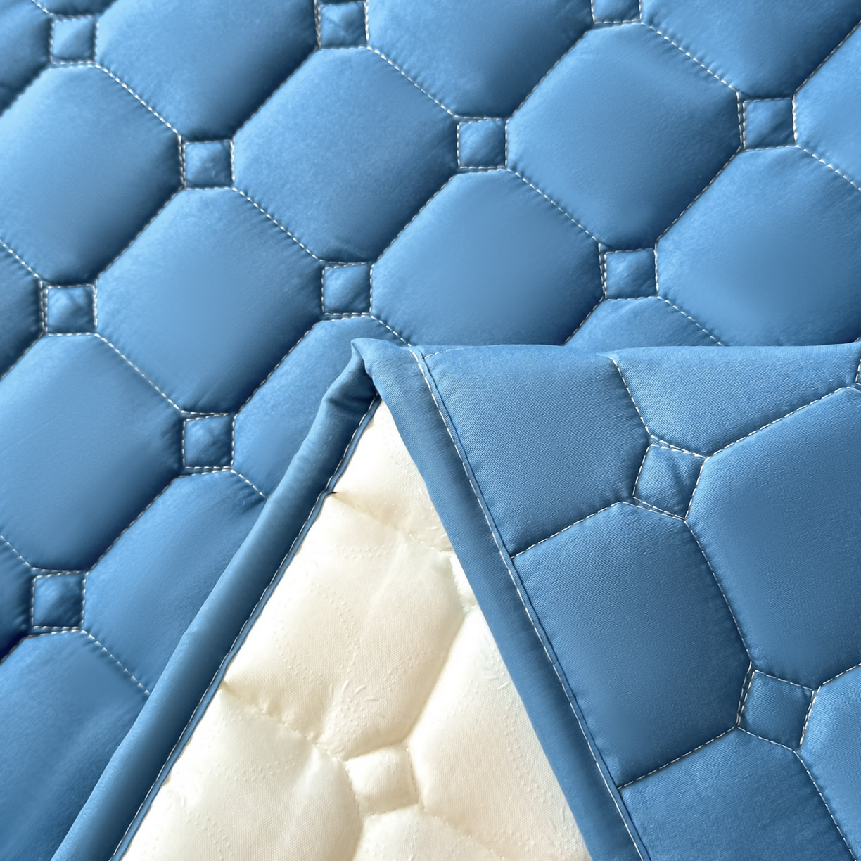 91家纺网 家纺一手货源 找家纺 恒尚居 2025新款抗菌四季款床垫床护垫软垫床褥子防滑学生软床垫-简格 简格-蓝色