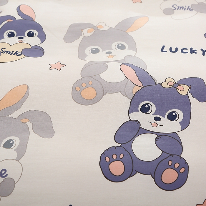 91家纺网 家纺一手货源 找家纺 2025新款40s简欧全棉纯棉印花多规格系列四件套 发条兔子