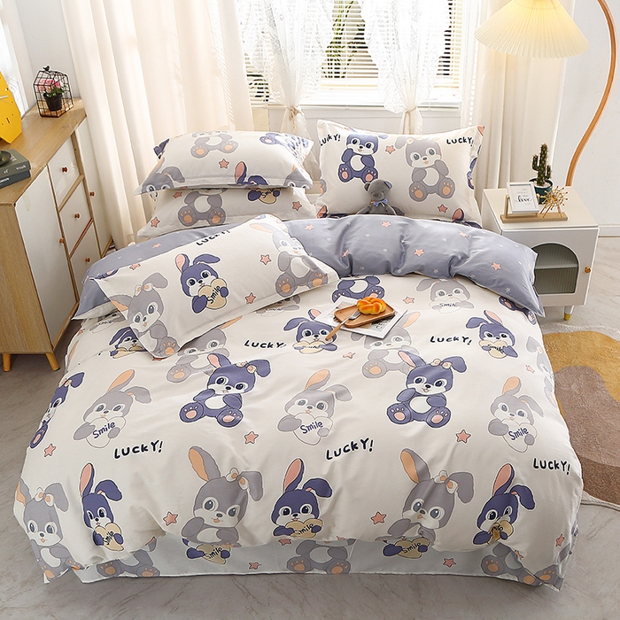 2025新款40s简欧全棉纯棉印花多规格系列四件套 发条兔子