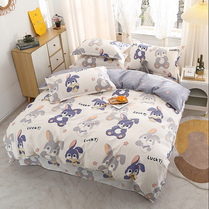 91家纺网 家纺一手货源 找家纺 2025新款40s简欧全棉纯棉印花多规格系列四件套 发条兔子