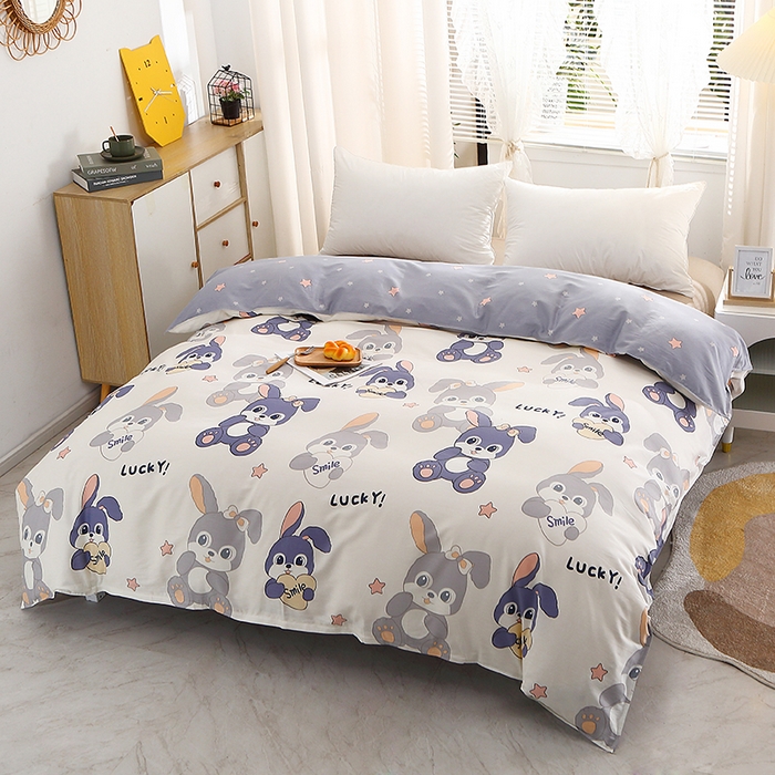 91家纺网 家纺一手货源 找家纺 2025新款40s简欧全棉纯棉印花多规格系列四件套 发条兔子