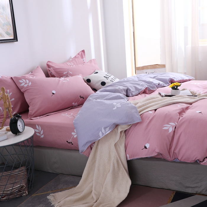 91家纺网 家纺一手货源 找家纺 2025新款40s简欧全棉纯棉印花多规格系列四件套 晨语-红