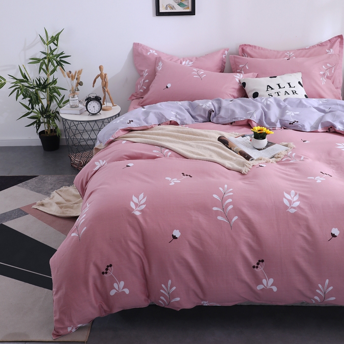 91家纺网 家纺一手货源 找家纺 2025新款40s简欧全棉纯棉印花多规格系列四件套 晨语-红