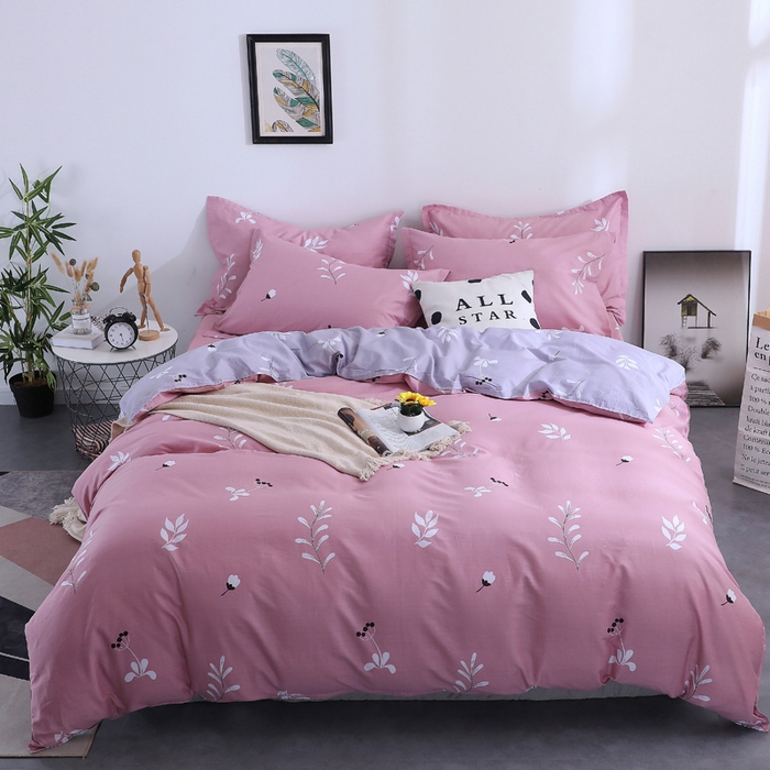 91家纺网 家纺一手货源 找家纺 2025新款40s简欧全棉纯棉印花多规格系列四件套 晨语-红