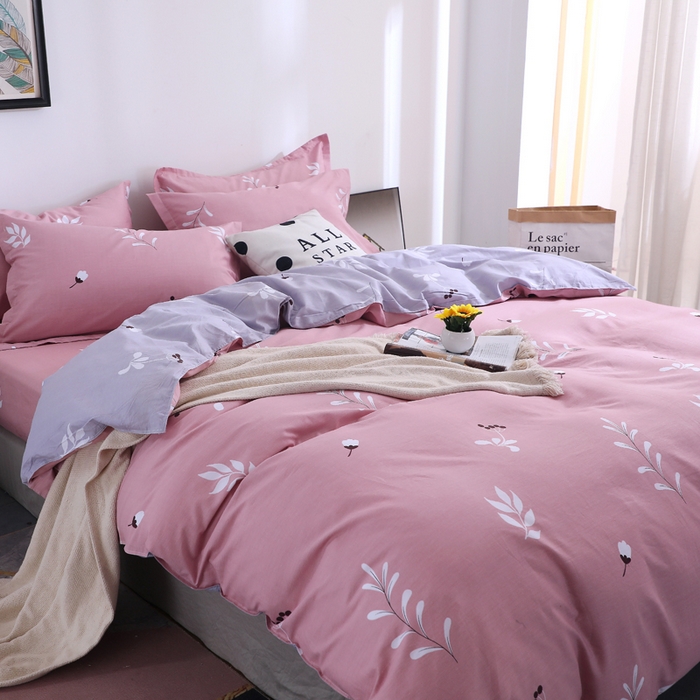 91家纺网 家纺一手货源 找家纺 2025新款40s简欧全棉纯棉印花多规格系列四件套 晨语-红