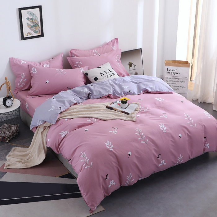 91家纺网 家纺一手货源 找家纺 2025新款40s简欧全棉纯棉印花多规格系列四件套 晨语-红