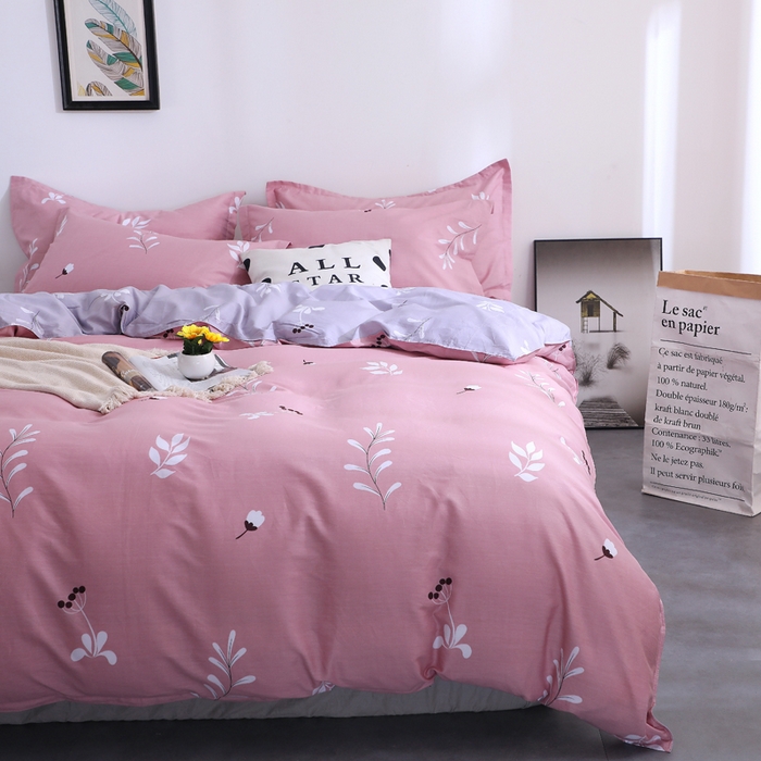 91家纺网 家纺一手货源 找家纺 2025新款40s简欧全棉纯棉印花多规格系列四件套 晨语-红