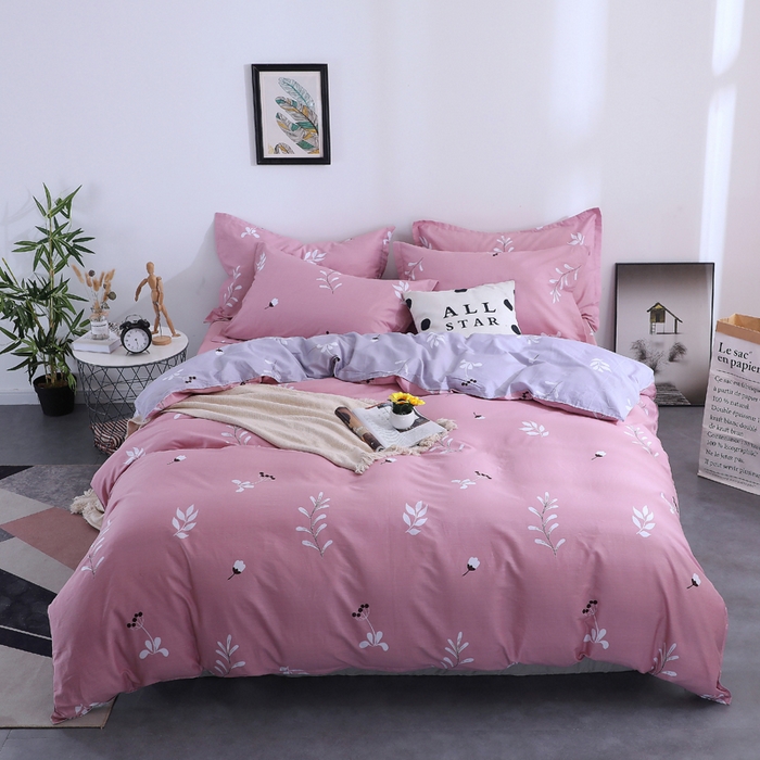 2025新款40s简欧全棉纯棉印花多规格系列四件套 晨语-红