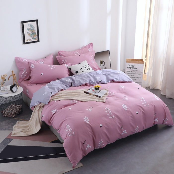 91家纺网 家纺一手货源 找家纺 2025新款40s简欧全棉纯棉印花多规格系列四件套 晨语-红