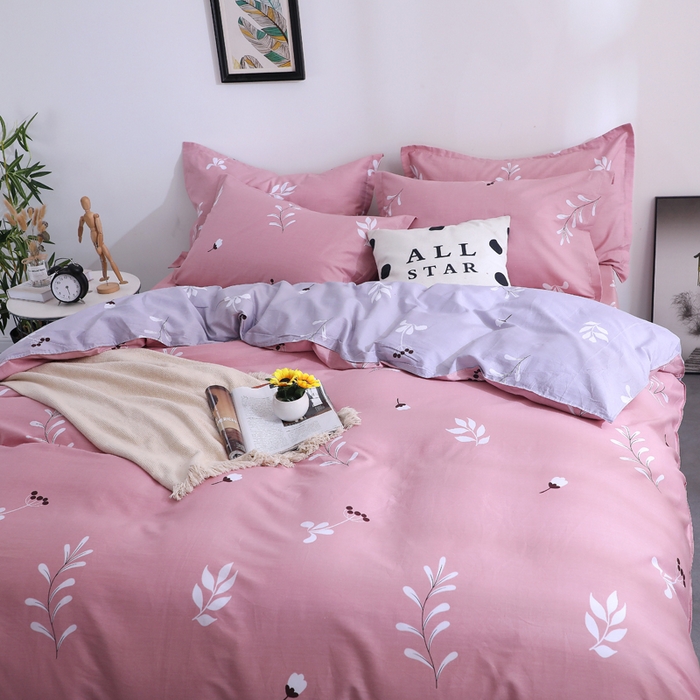 91家纺网 家纺一手货源 找家纺 2025新款40s简欧全棉纯棉印花多规格系列四件套 晨语-红