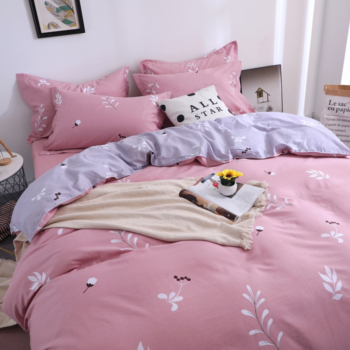 91家纺网 家纺一手货源 找家纺 2025新款40s简欧全棉纯棉印花多规格系列四件套 晨语-红