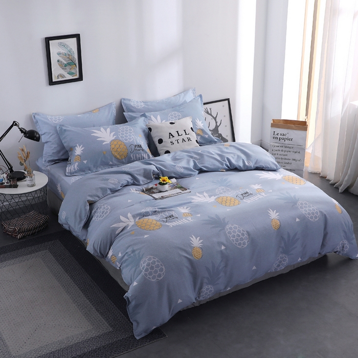 91家纺网 家纺一手货源 找家纺 2025新款40s简欧全棉纯棉印花多规格系列四件套 菠萝物语-灰