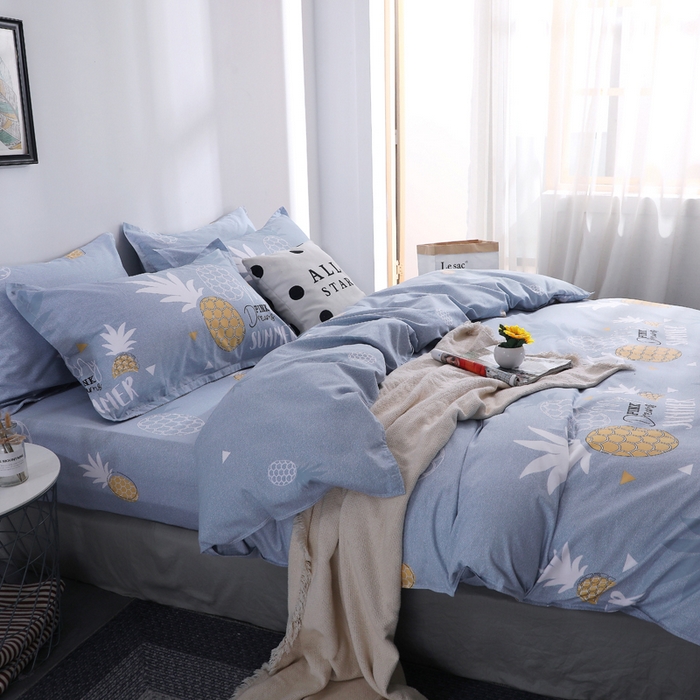 91家纺网 家纺一手货源 找家纺 2025新款40s简欧全棉纯棉印花多规格系列四件套 菠萝物语-灰