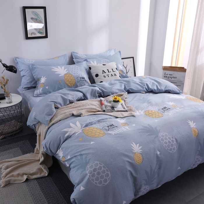 91家纺网 家纺一手货源 找家纺 2025新款40s简欧全棉纯棉印花多规格系列四件套 菠萝物语-灰