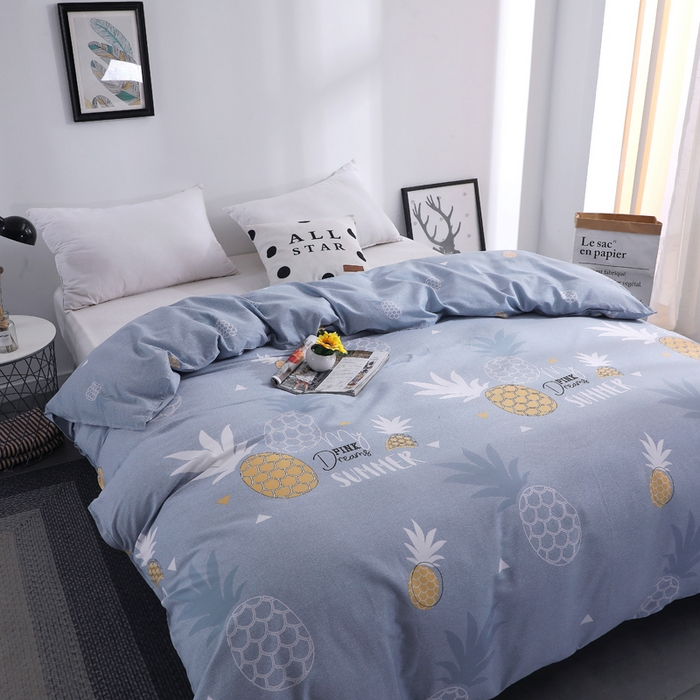 91家纺网 家纺一手货源 找家纺 2025新款40s简欧全棉纯棉印花多规格系列四件套 菠萝物语-灰