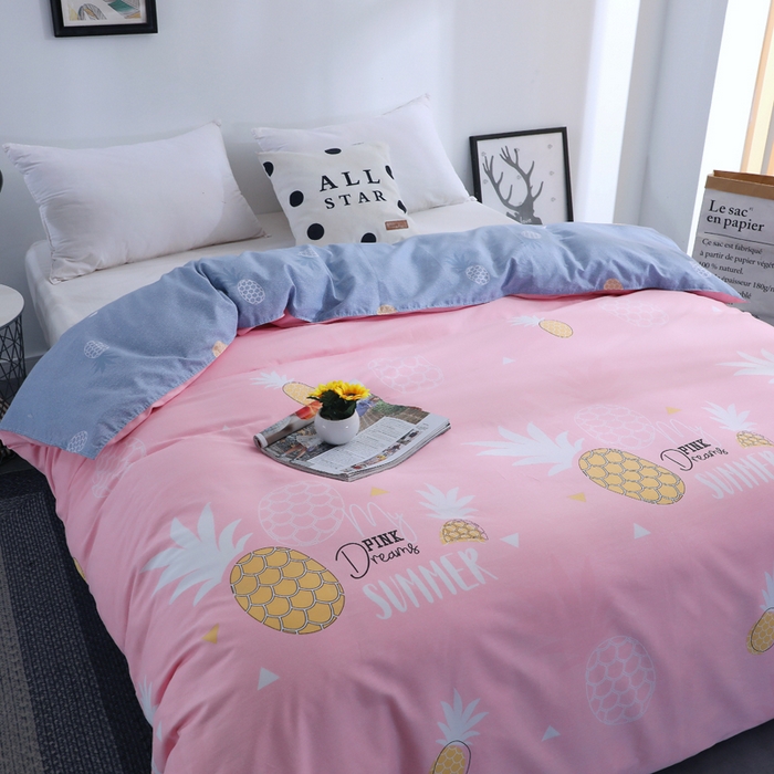 91家纺网 家纺一手货源 找家纺 2025新款40s简欧全棉纯棉印花多规格系列四件套 菠萝物语-粉