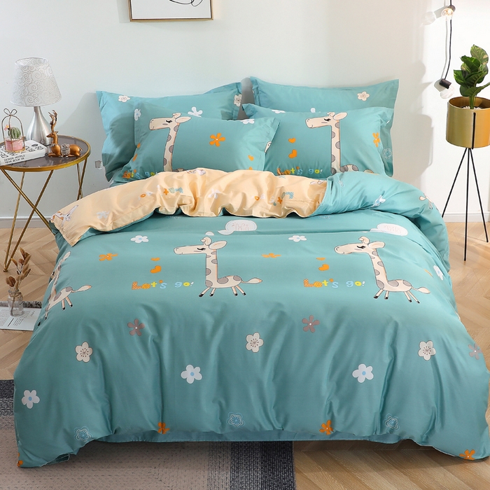 2025新款40s简欧全棉纯棉印花多规格系列四件套 奔跑吧小鹿-兰