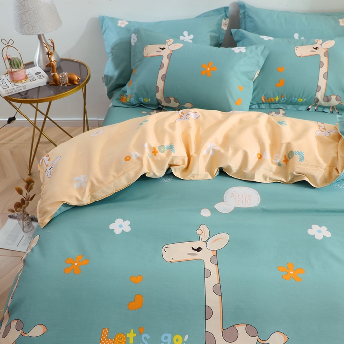 91家纺网 家纺一手货源 找家纺 2025新款40s简欧全棉纯棉印花多规格系列四件套 奔跑吧小鹿-兰