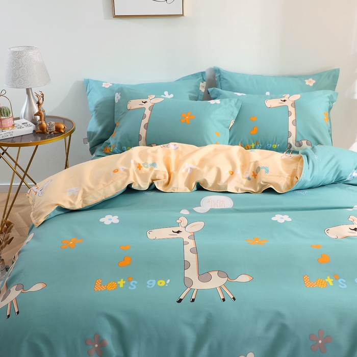 91家纺网 家纺一手货源 找家纺 2025新款40s简欧全棉纯棉印花多规格系列四件套 奔跑吧小鹿-兰