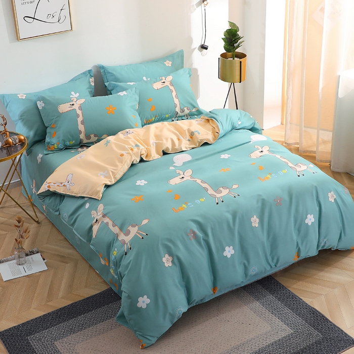 91家纺网 家纺一手货源 找家纺 2025新款40s简欧全棉纯棉印花多规格系列四件套 奔跑吧小鹿-兰