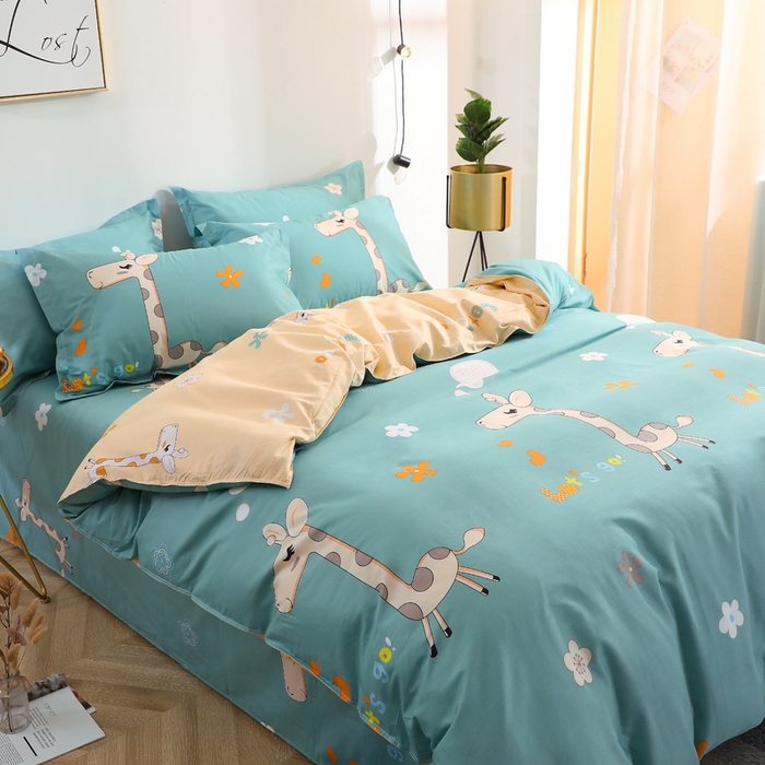 91家纺网 家纺一手货源 找家纺 2025新款40s简欧全棉纯棉印花多规格系列四件套 奔跑吧小鹿-兰