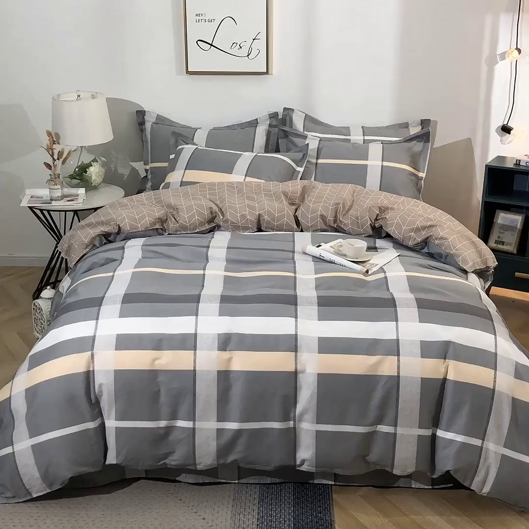 91家纺网 家纺一手货源 找家纺 2025新款40s简欧全棉纯棉印花多规格系列四件套 巴比伦-灰