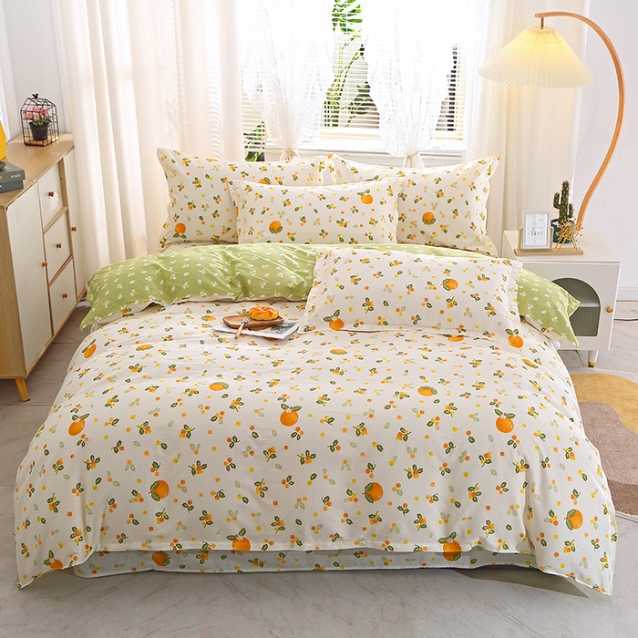 91家纺网 家纺一手货源 找家纺 2025新款40s简欧全棉纯棉印花多规格系列四件套 砂糖橘