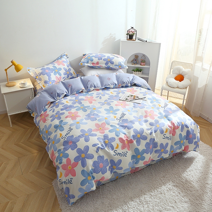 91家纺网 家纺一手货源 找家纺 2025新款40s简欧全棉纯棉印花多规格系列四件套 浅浅花漾