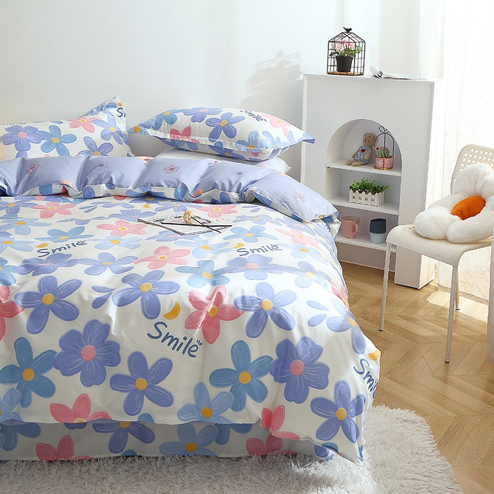 91家纺网 家纺一手货源 找家纺 2025新款40s简欧全棉纯棉印花多规格系列四件套 浅浅花漾