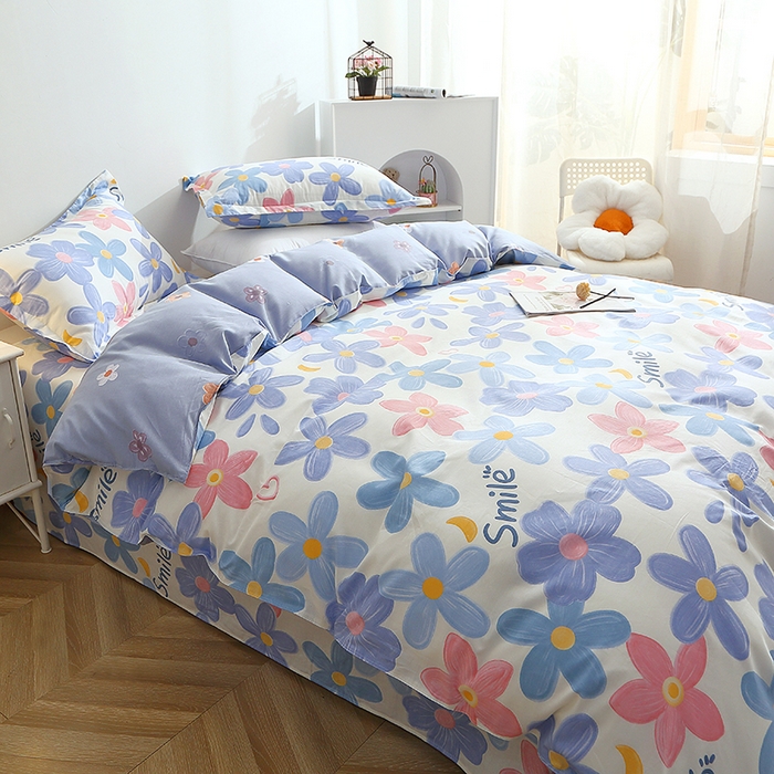 91家纺网 家纺一手货源 找家纺 2025新款40s简欧全棉纯棉印花多规格系列四件套 浅浅花漾