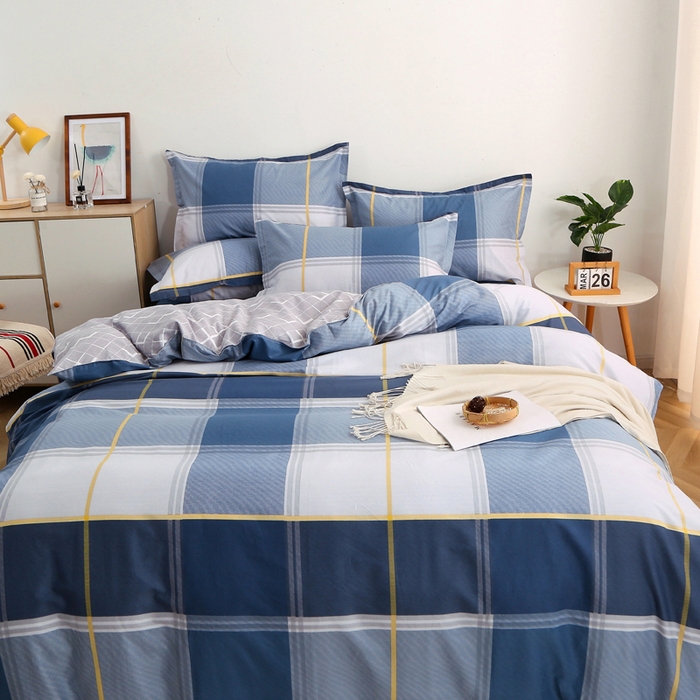 91家纺网 家纺一手货源 找家纺 2025新款40s简欧全棉纯棉印花多规格系列四件套 念之以蓝