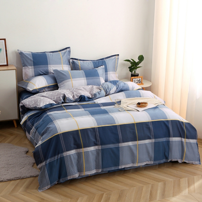 91家纺网 家纺一手货源 找家纺 2025新款40s简欧全棉纯棉印花多规格系列四件套 念之以蓝