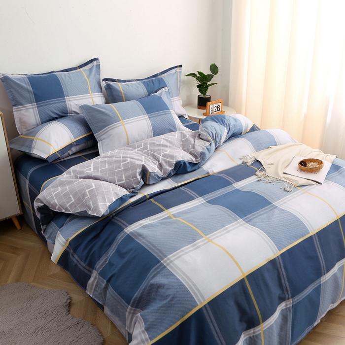 91家纺网 家纺一手货源 找家纺 2025新款40s简欧全棉纯棉印花多规格系列四件套 念之以蓝